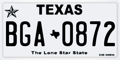TX license plate BGA0872