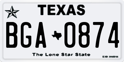 TX license plate BGA0874