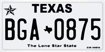 TX license plate BGA0875