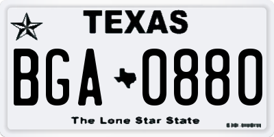 TX license plate BGA0880