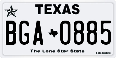 TX license plate BGA0885