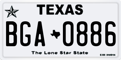 TX license plate BGA0886