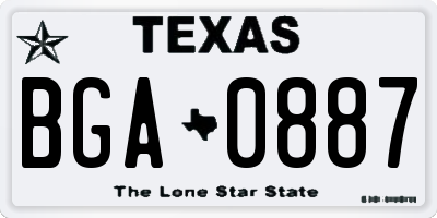 TX license plate BGA0887