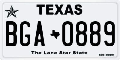 TX license plate BGA0889