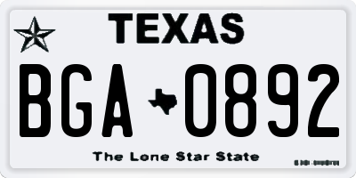 TX license plate BGA0892