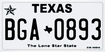 TX license plate BGA0893