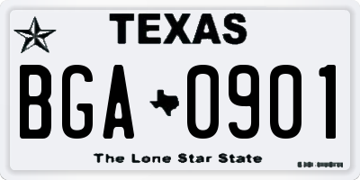 TX license plate BGA0901