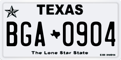 TX license plate BGA0904