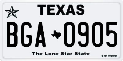 TX license plate BGA0905