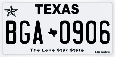 TX license plate BGA0906