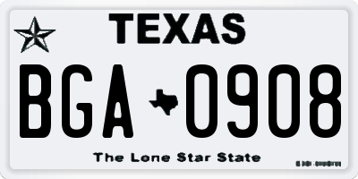 TX license plate BGA0908