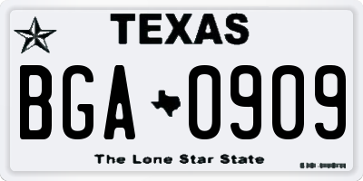 TX license plate BGA0909