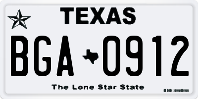 TX license plate BGA0912
