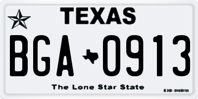 TX license plate BGA0913