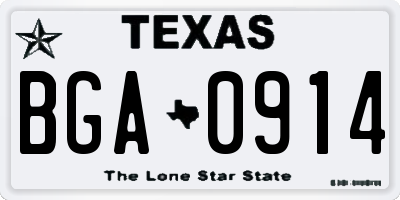 TX license plate BGA0914