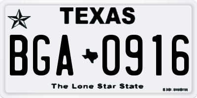 TX license plate BGA0916