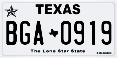 TX license plate BGA0919