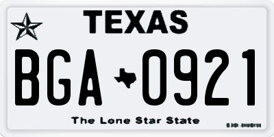TX license plate BGA0921