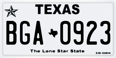 TX license plate BGA0923