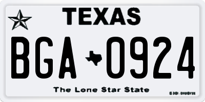TX license plate BGA0924