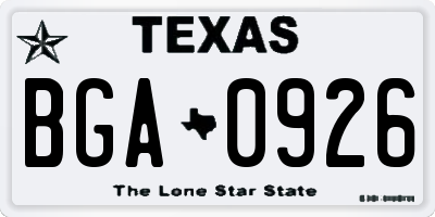 TX license plate BGA0926