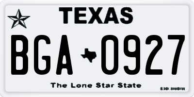 TX license plate BGA0927
