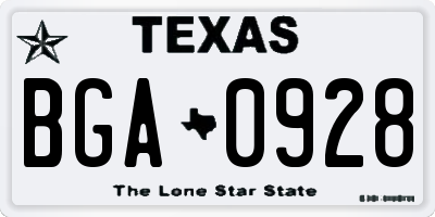 TX license plate BGA0928