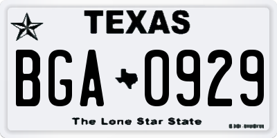 TX license plate BGA0929