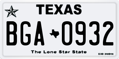 TX license plate BGA0932