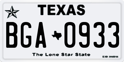 TX license plate BGA0933