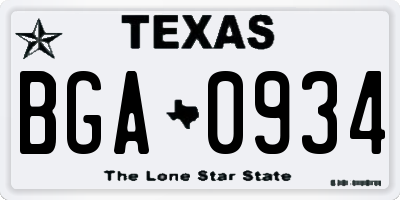 TX license plate BGA0934