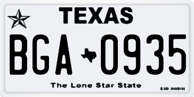 TX license plate BGA0935