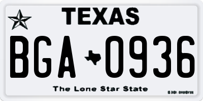 TX license plate BGA0936