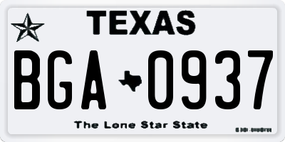 TX license plate BGA0937