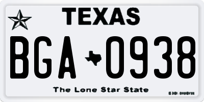 TX license plate BGA0938