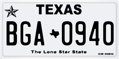 TX license plate BGA0940