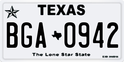 TX license plate BGA0942