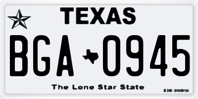 TX license plate BGA0945