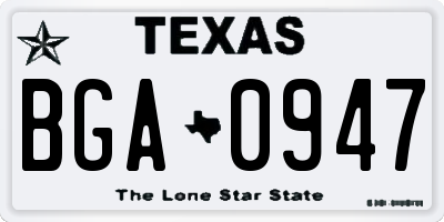 TX license plate BGA0947