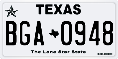 TX license plate BGA0948
