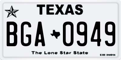 TX license plate BGA0949