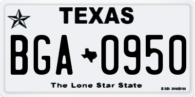 TX license plate BGA0950