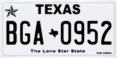 TX license plate BGA0952