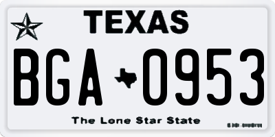 TX license plate BGA0953