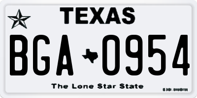 TX license plate BGA0954