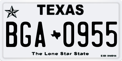 TX license plate BGA0955