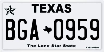 TX license plate BGA0959