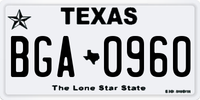 TX license plate BGA0960