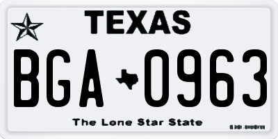 TX license plate BGA0963