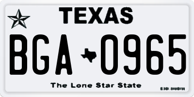TX license plate BGA0965